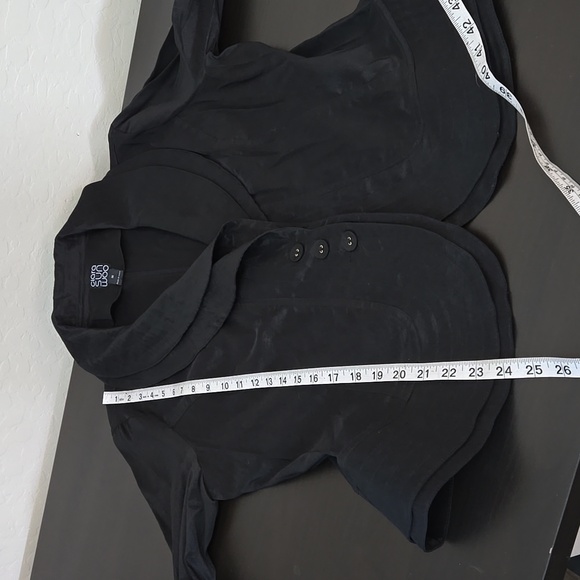 Cira Sun Woo Black Jacket Satin Plus Size Blazer Double Three Button Closure 1X - Picture 12 of 12